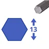 Blank zeskant 13mm, lengte 1000mm