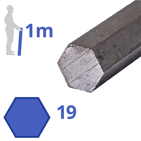 Blank zeskant 19mm, lengte 1000mm