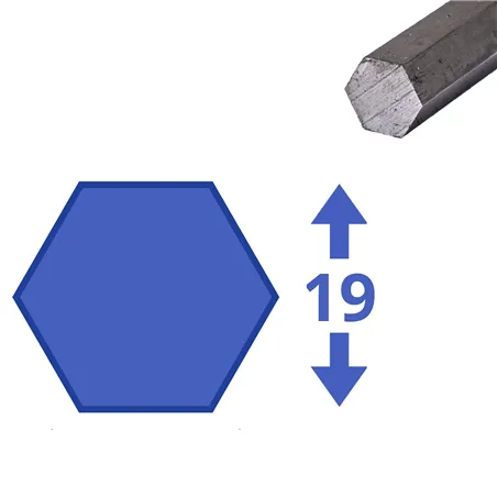 Blank zeskant 19mm, lengte 1000mm