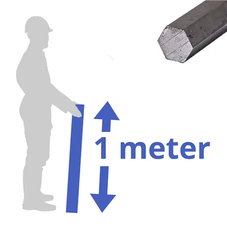 Blank zeskant 19mm, lengte 1000mm