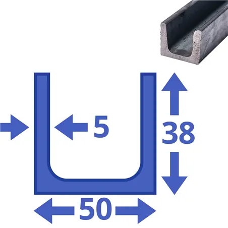 stalen UNP 38x50x38x5mm stalen UNP 38x50x38x5mm