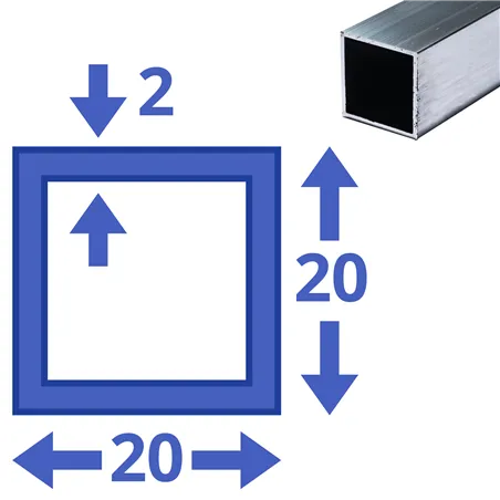 aluminium koker 20x20x2mm