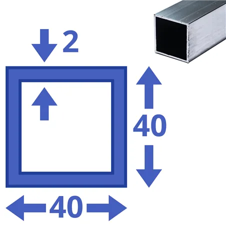 aluminium koker 40x40x2mm