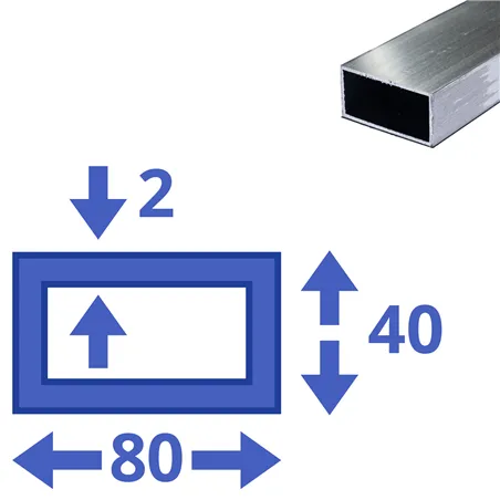 aluminium koker 80x40x2mm aluminium koker 80x40x2mm