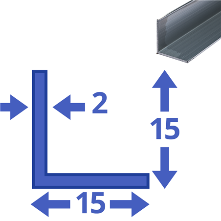 aluminium L-profiel 15x15x2mm