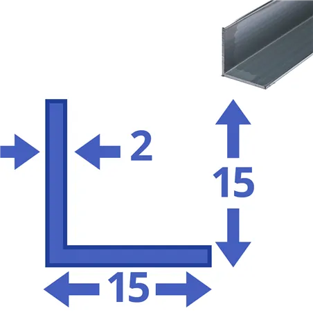 aluminium L-profiel 15x15x2mm