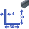 aluminium L-profiel 30x30x4mm dikwandig