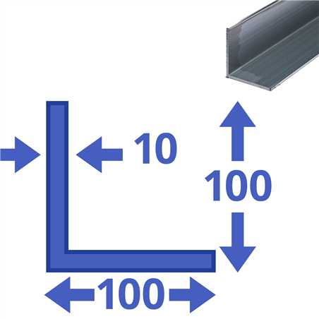 aluminium L-profiel 100x100x10mm