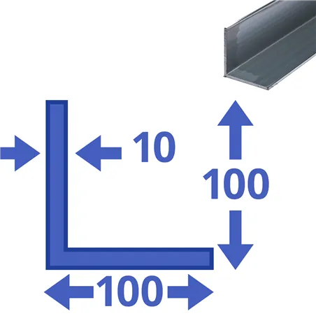 aluminium L-profiel 100x100x10mm