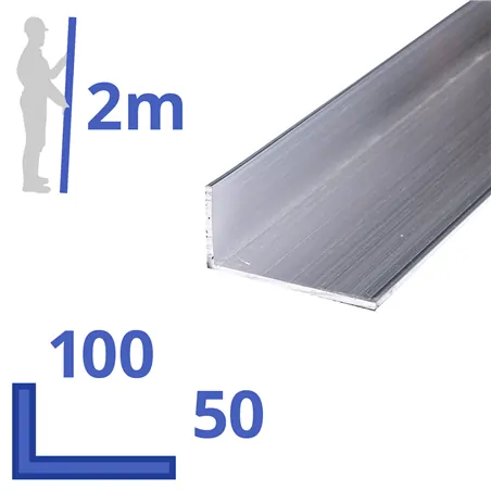 aluminium ongelijk L-profiel 100x50x3mm