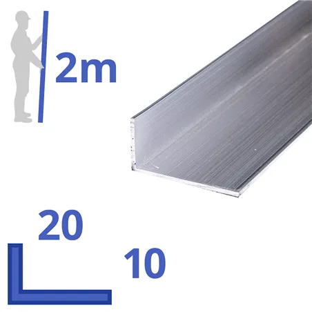 aluminium ongelijk L-profiel 20x10x2mm
