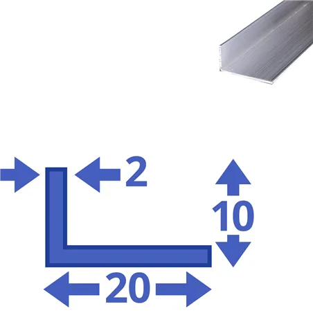 aluminium ongelijk L-profiel 20x10x2mm