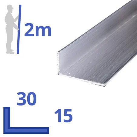 aluminium ongelijk L-profiel 30x15x2mm