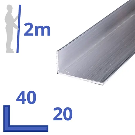 aluminium ongelijk L-profiel 40x20x2mm