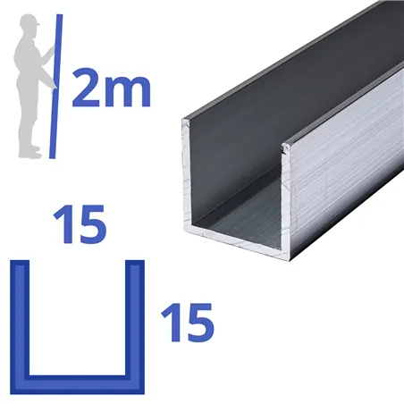 aluminium U-profiel 15x15x15x2mm
