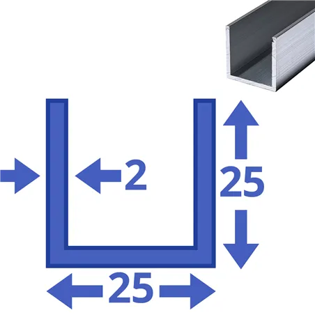 aluminium U-profiel 25x25x25x2mm aluminium U-profiel 25x25x25x2mm