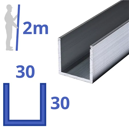aluminium U-profiel 30x30x30x2mm