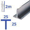 aluminium T-profiel 25x25x2mm