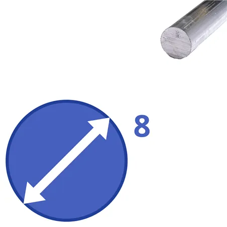 aluminium rond 8mm, lengte 1000mm aluminium rond 8mm, lengte 1000mm