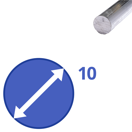 aluminium rond 10mm, lengte 1000mm