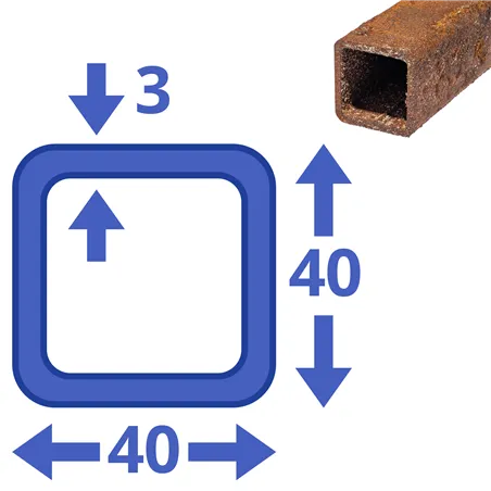 Corten-A koker 40x40x3