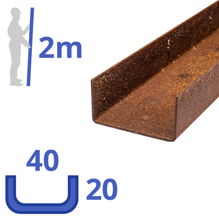 Corten U-profiel 20x40x20x2mm