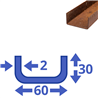 Corten u-profiel 30x60x30x2mm