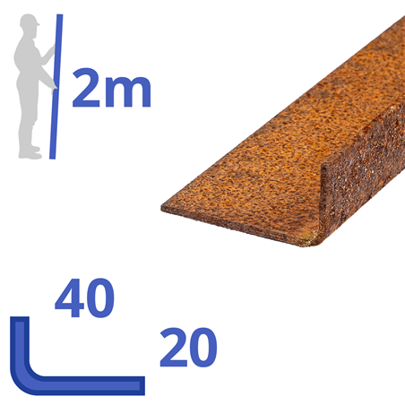 Corten L-profiel ongelijk 40 x 20 x 2mm