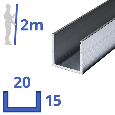 Aluminium U-profiel 15x20x15x2mm