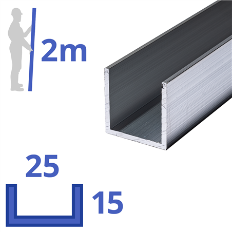 Aluminium U-profiel 15x25x15x2mm
