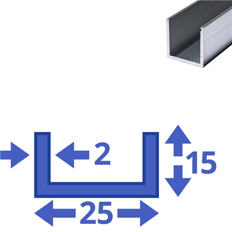Aluminium U-profiel 15x25x15x2mm