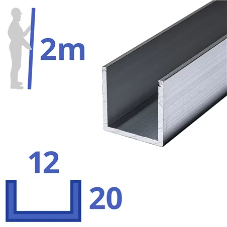 Aluminium U-profiel 20x12x20x2mm
