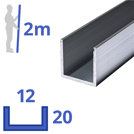 Aluminium U-profiel 20x12x20x2mm