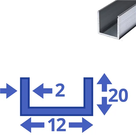 Aluminium U-profiel 20x12x20x2mm