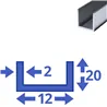 Aluminium U-profiel 20x12x20x2mm