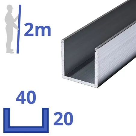 Aluminium U-profiel 20x40x20x2mm
