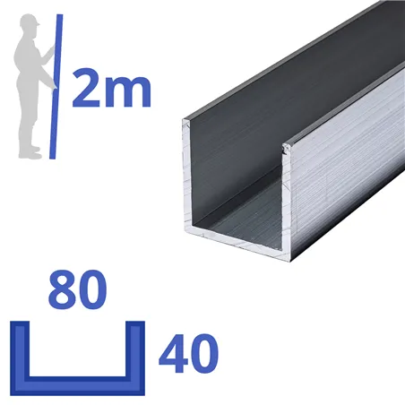 Aluminium U-profiel 40x80x40x4mm