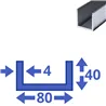 Aluminium U-profiel 40x80x40x4mm