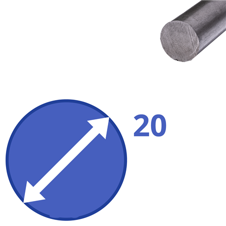 rvs rond 20mm, lengte 1000mm