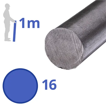 rvs rond 16mm, lengte 1000mm