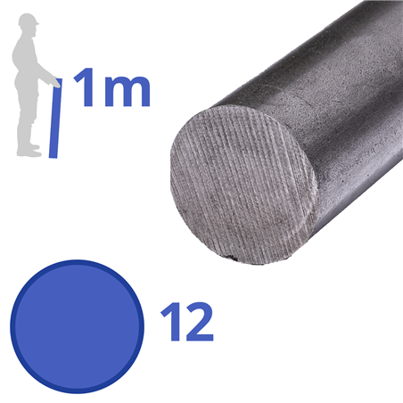 rvs rond 12mm, lengte 1000mm