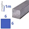 rvs vierkant 6x6mm, lengte 1000mm