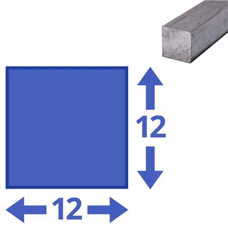 rvs vierkant 12x12mm, lengte 1000mm rvs vierkant 12x12mm, lengte 1000mm
