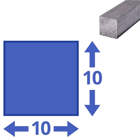 rvs vierkant 10x10mm, lengte 1000mm rvs vierkant 10x10mm, lengte 1000mm