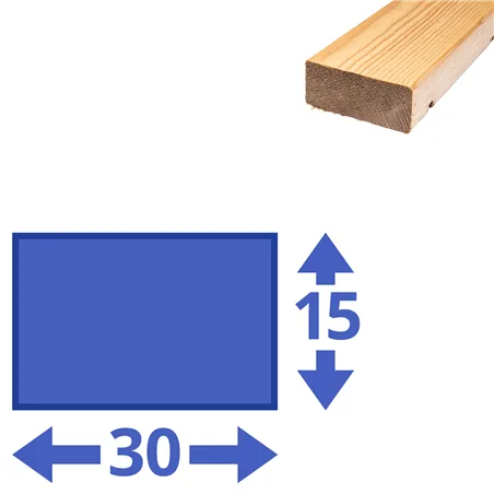 Vurenhout geschaafd 30x15 mm Vurenhout geschaafd 30x15 mm