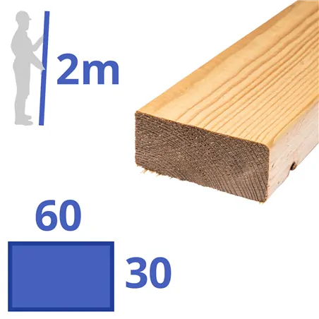 Vurenhout geschaafd 60x30 mm