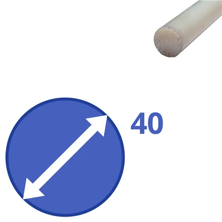 nylon massief wit rond 40mm, lengte 1000mm