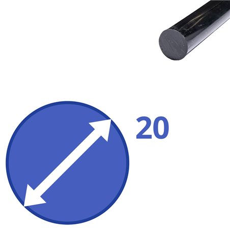 POM rond 20mm (zwart), lengte 1m