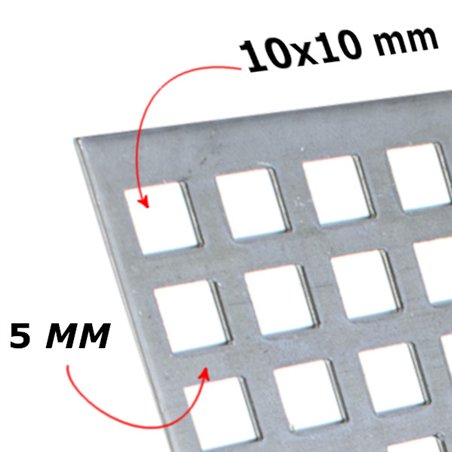 Geperforeerd staal 500x1000x1,5mm 10x10mm
