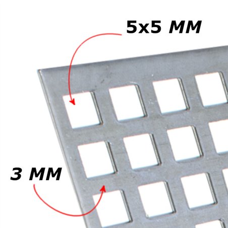 Geperforeerd staal 500x1000x1,5mm 5x5mm
